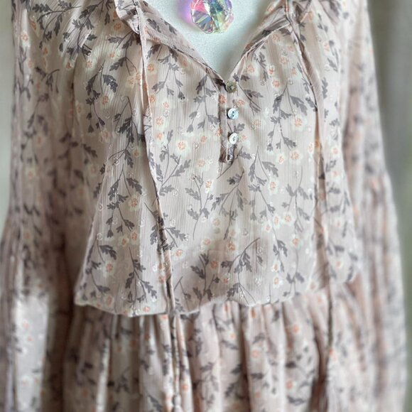 NWT LOVESTITCH Chiffon Peasant Cottagecore Mini Dress - Picture 4 of 13